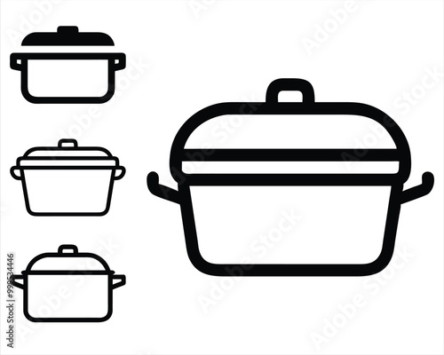 Casserole icon set. Casserole line icon. set of pots. kitchenware utensil icon. Adobe vector stock. EPS 10.