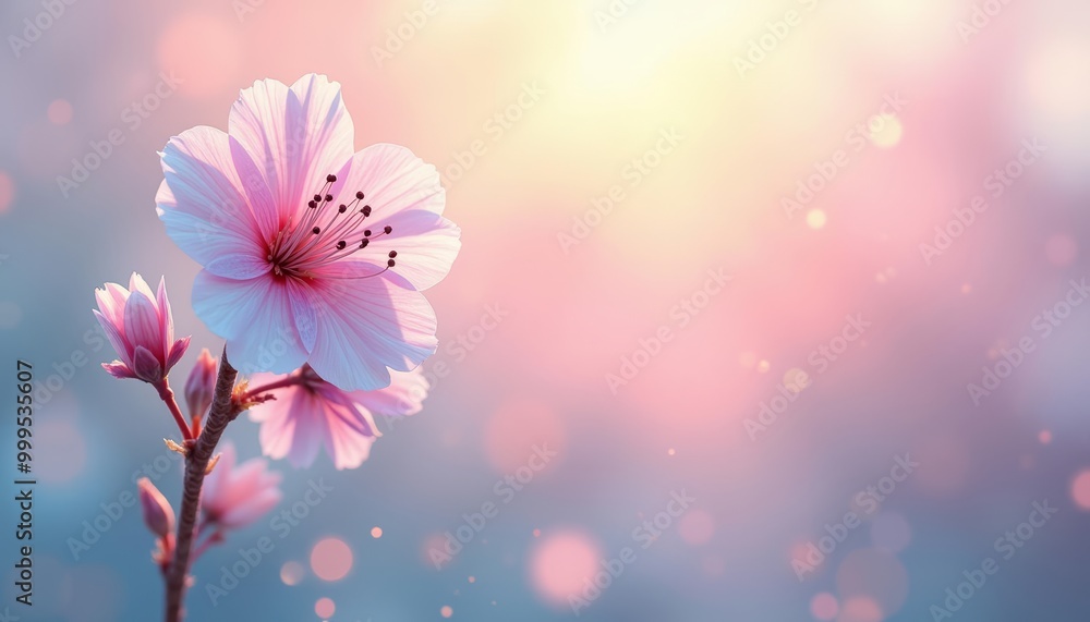 Elegance in bloom A single pink flower in a soft bokeh background Elegance in bloom A single pink flower in a soft bokeh background