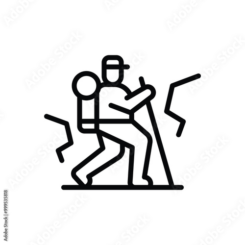 Black line icon for trekking