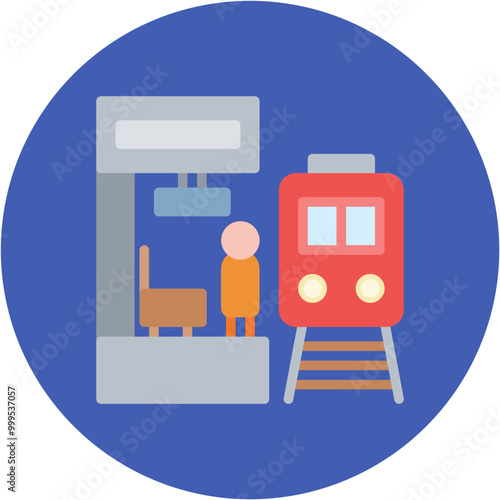 Train Platform icon vector image. Can be used for Railway.