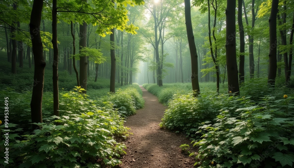 A serene forest path inviting exploration A serene forest path inviting exploration
