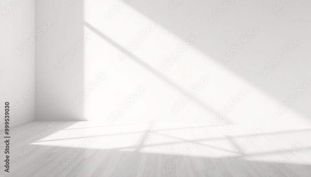 Sunlight streaming through a window casting shadows on a white wood floor. Sunlight streaming through a window casting shadows on a white wood floor.