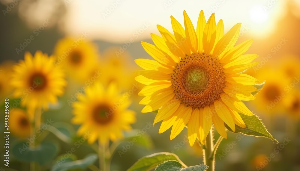 Fototapeta premium Bright and Beautiful Sunflower Field Blossom