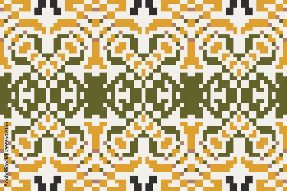 Obraz premium Native Patterns Geometric Islamic Patternfolk Embroidery, Aztec Geometric Ornament Print. Design for Carpet, Wallpaper, Clothing, Wrapping, Fabric