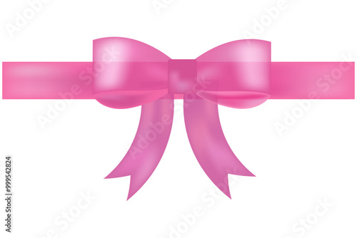 Pink bow with ribbon for packaging on transparent background