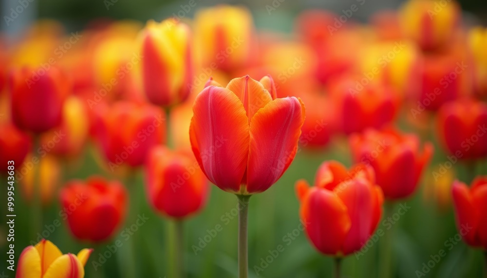 Blooming with joy A vibrant garden of red and yellow tulips Blooming with joy A vibrant garden of red and yellow tulips