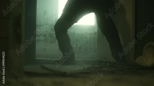 Wallpaper Mural SWAT Operative Kicking Down Door in Smoky Room During Raid Torontodigital.ca