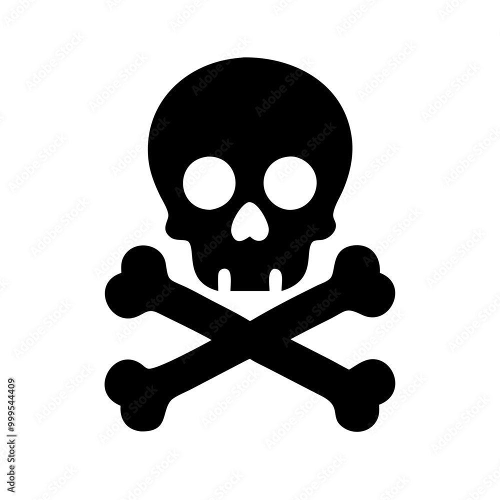 Skull and crossbones icon in solid black on white background for danger and toxic concepts
Skull and crossbones icon in solid black on white background for danger and toxic concepts