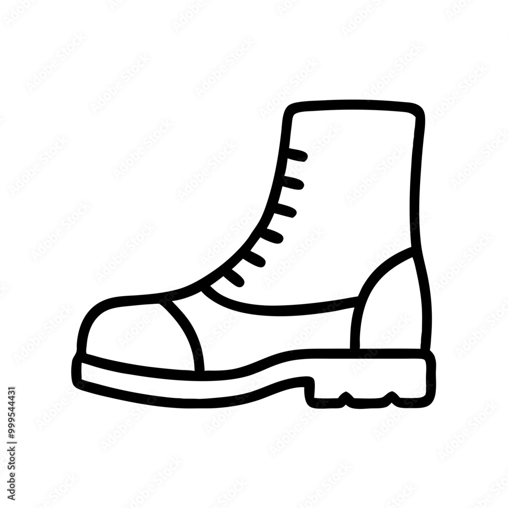 Combat boots icon in minimalist design on white background for military and outdoor concepts
Combat boots icon in minimalist design on white background for military and outdoor concepts