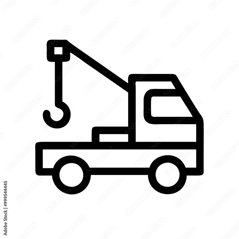 Crane truck icon in simple design on white background for construction and heavy machinery concepts
Crane truck icon in simple design on white background for construction and heavy machinery concepts