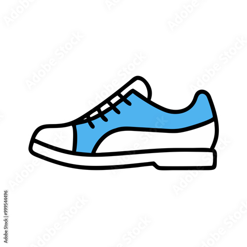 Sneaker icon in vibrant blue and white design on white background for sports and fashion concepts
