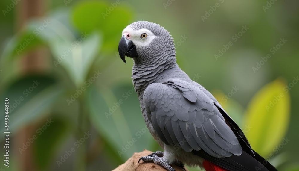 Grey parrot in natural habitat vibrant and alert Grey parrot in natural habitat vibrant and alert