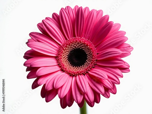 Macro Photography of Pink Gerbera Daisy Isolated on White