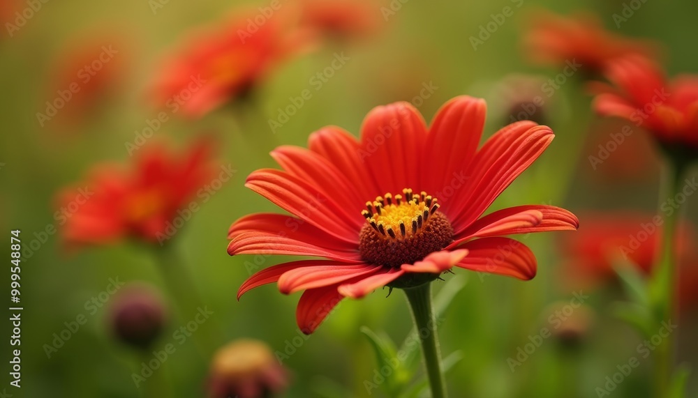 Vibrant red flower blooming in a field Vibrant red flower blooming in a field