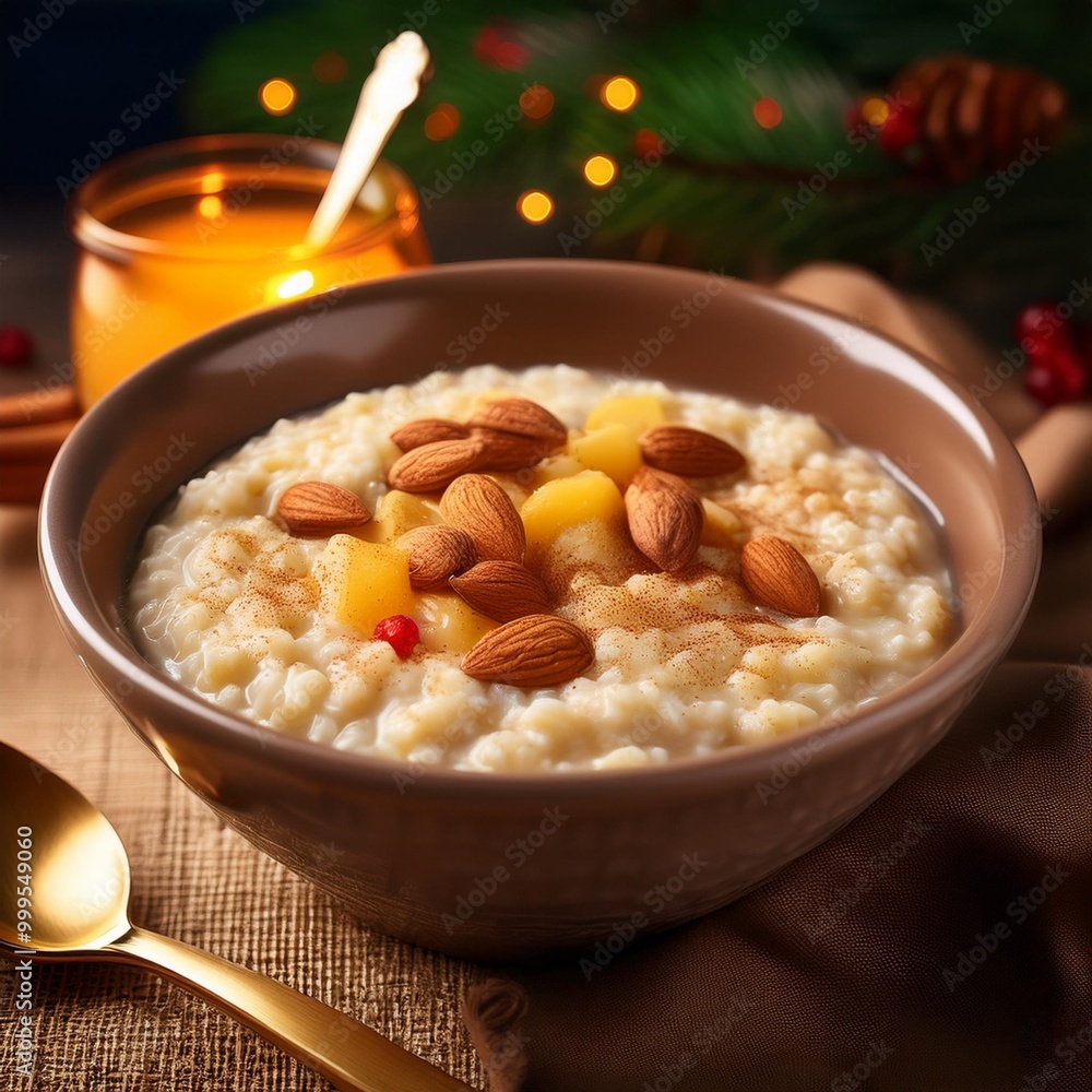 Comforting breakfast porridge with depth of field showcasing creamy textures and warm flavors Comforting breakfast porridge with depth of field showcasing creamy textures and warm flavors