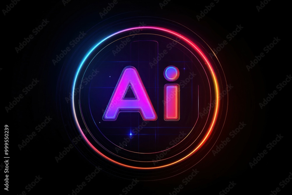 Futuristic AI Neon Glow in Digital Environment Futuristic AI Neon Glow in Digital Environment