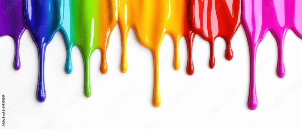 Naklejka premium Colorful Paint Dripping on White Background