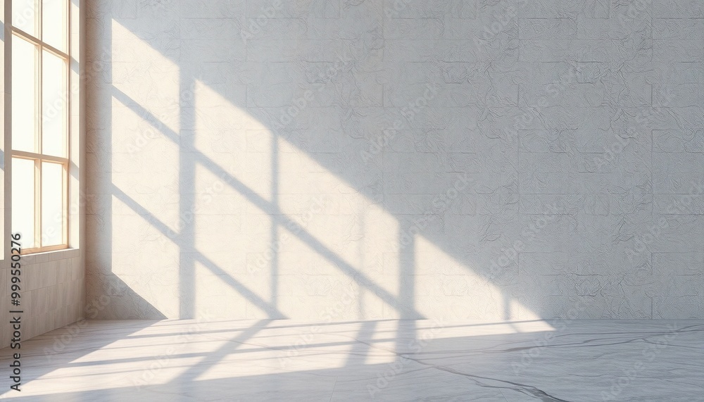 White room with window light and shadow. White room with window light and shadow.