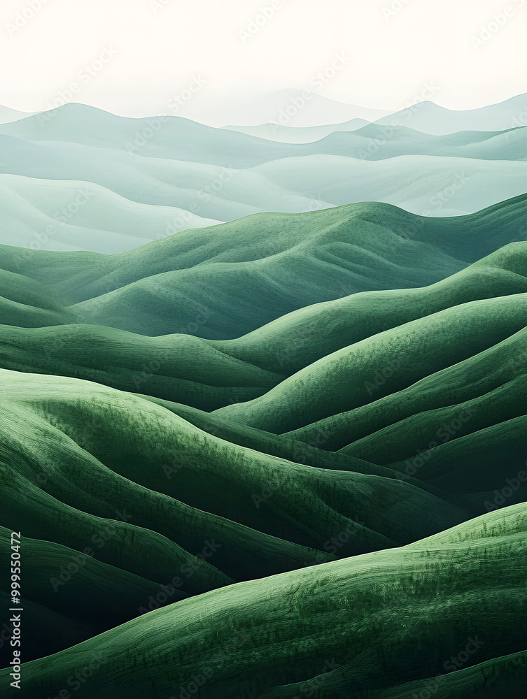 Abstract green landscape wallpaper background illustration design with hills and mountains Abstract green landscape wallpaper background illustration design with hills and mountains