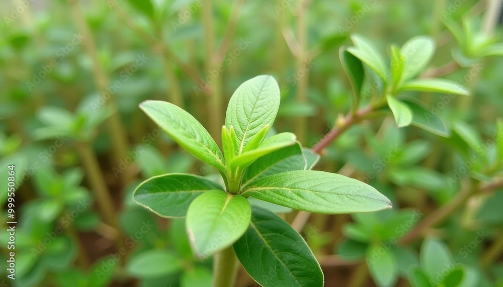 Obraz premium Vibrant green leaves in a lush garden