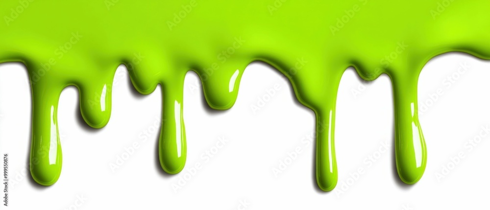 Bright Green Slime Dripping Isolated on White Bright Green Slime Dripping Isolated on White