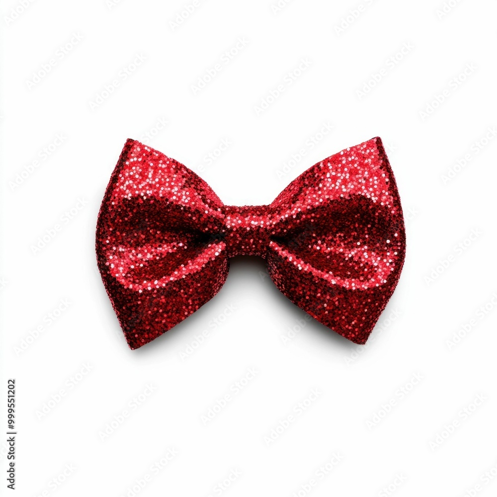 Glittery Red Bow Isolated on White Background Glittery Red Bow Isolated on White Background