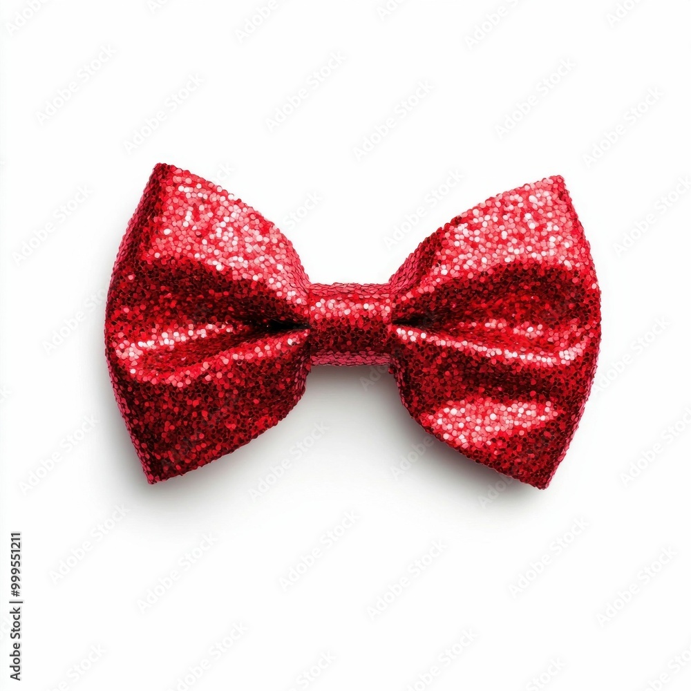 Glittery Red Bow Isolated on White Background Glittery Red Bow Isolated on White Background
