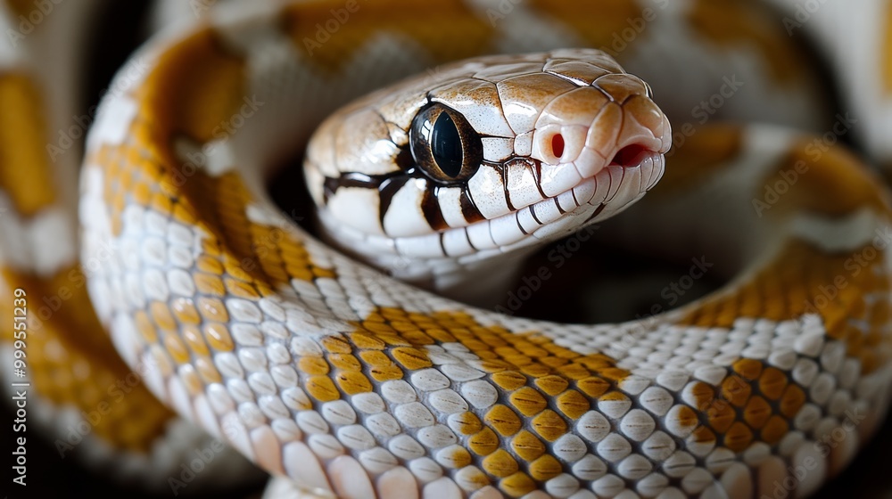 Dice snake or water snake (Natrix tessellata) - preparation for a photo shoot Dice snake or water snake (Natrix tessellata) - preparation for a photo shoot