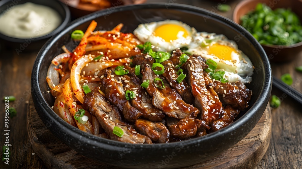 Delicious Korean BBQ with Eggs and Vegetables Delicious Korean BBQ with Eggs and Vegetables