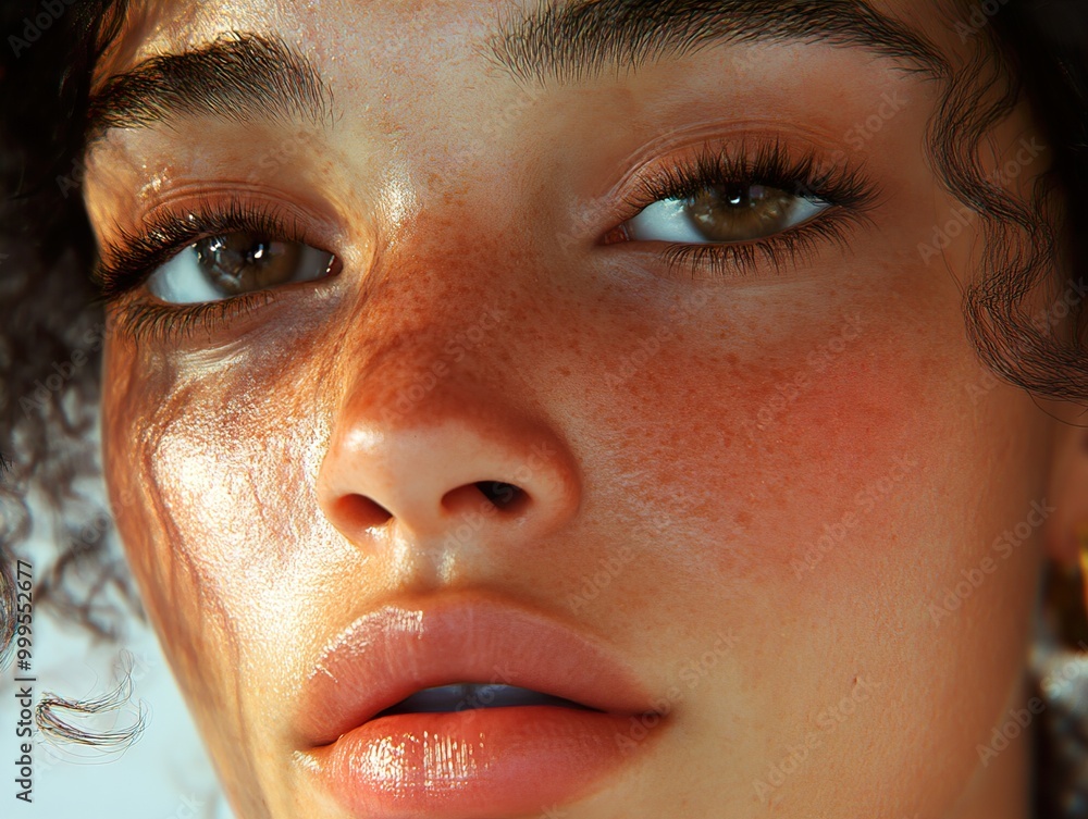 Close Up Portrait of a Woman with Freckles and Soft Lighting Close Up Portrait of a Woman with Freckles and Soft Lighting