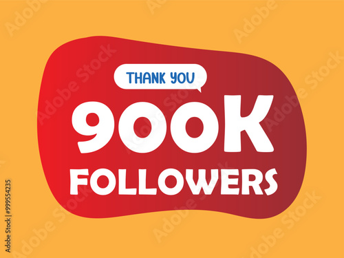 Thank You 900K Followers, 900,000 Followers celebration modern colorful design. 900k Followers Vector artwork isolated on a white background. photo