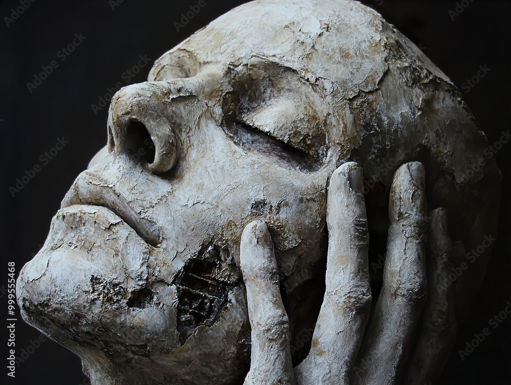 Abstract Sculpture of a Human Head with Hands Abstract Sculpture of a Human Head with Hands