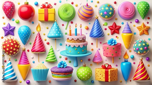 Bright and cheerful birthday clipart ideal for invitations, cards, and decorations. Free to use for all your