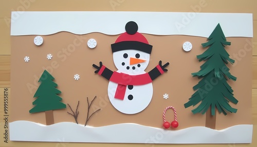 Crafting snowman with tree and gifts
