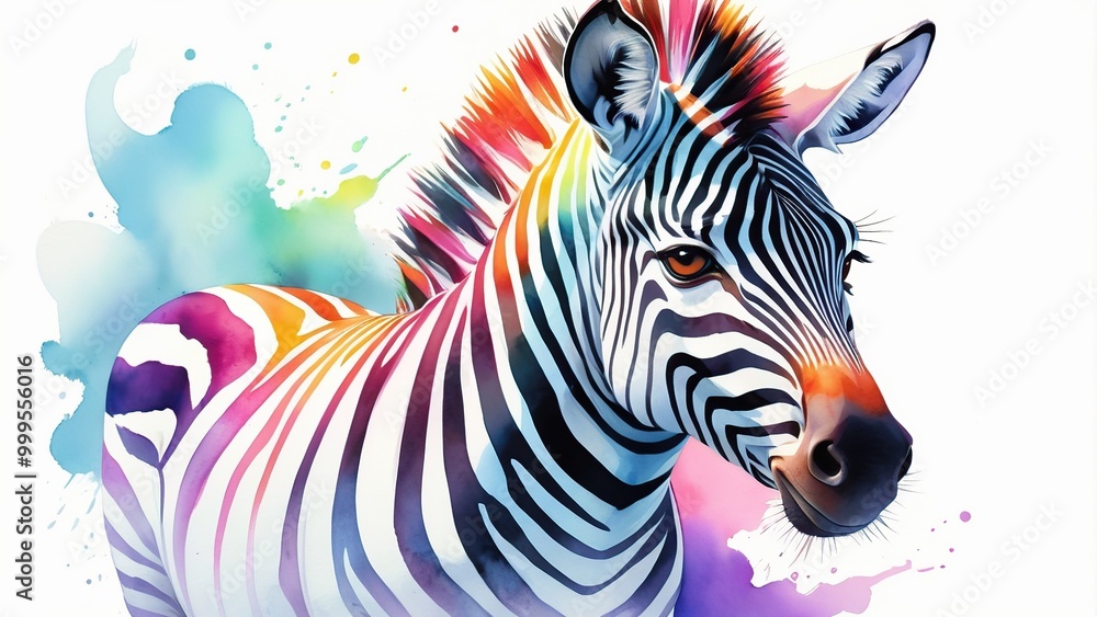 Watercolor painting of a Zebra Watercolor painting of a Zebra