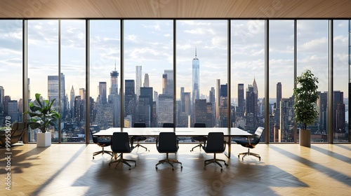 Bright meeting room with NY view. 