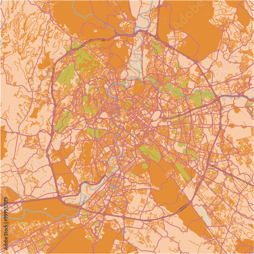 Sticker Map of Rome in Italy in a sandy theme