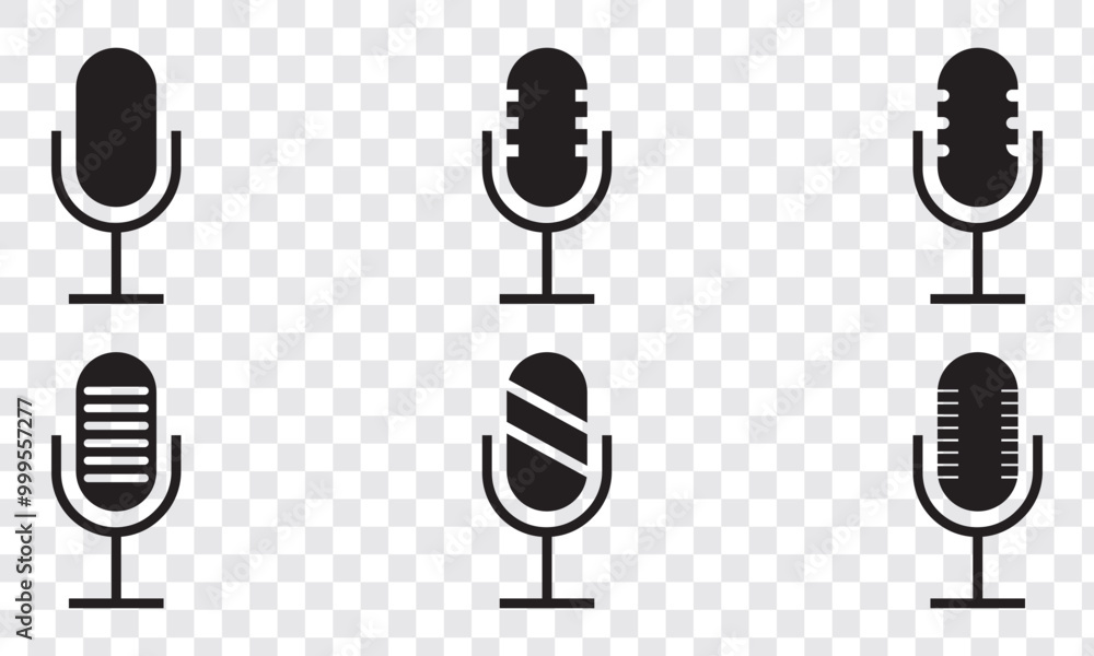 Microphone Icons set. variant microphone icon. Karaoke mic. Podcast microphone. web and mobile icons. vector illustration. Crossed out microphone (mike) icon. Symbol of voice or sound. EPS 10. Microphone Icons set. variant microphone icon. Karaoke mic. Podcast microphone. web and mobile icons. vector illustration. Crossed out microphone (mike) icon. Symbol of voice or sound. EPS 10.