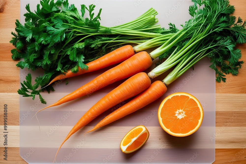 Fresh Orange Carrot Against Clear Canvas - Vibrant Vegetable Ingredients Fresh Orange Carrot Against Clear Canvas - Vibrant Vegetable Ingredients