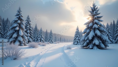 Winter landscape with snow 