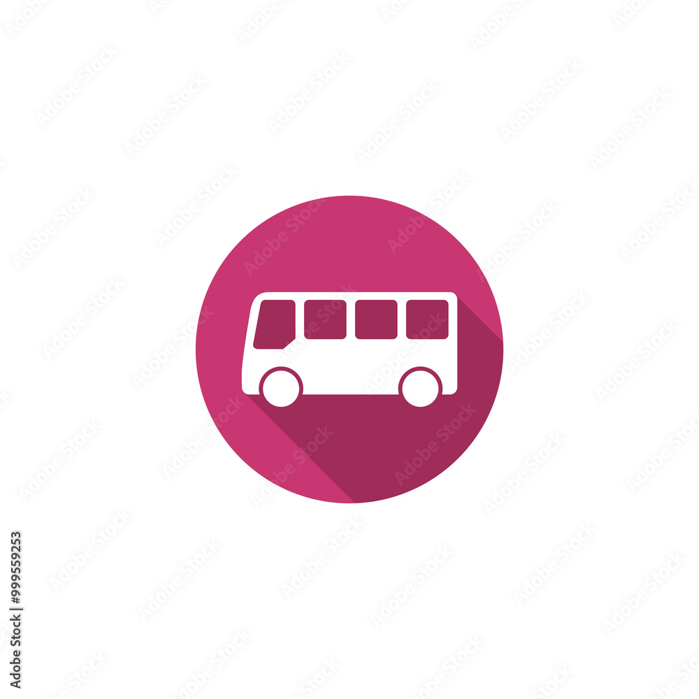Bus with long shadow icon isolated on transparent background Bus with long shadow icon isolated on transparent background