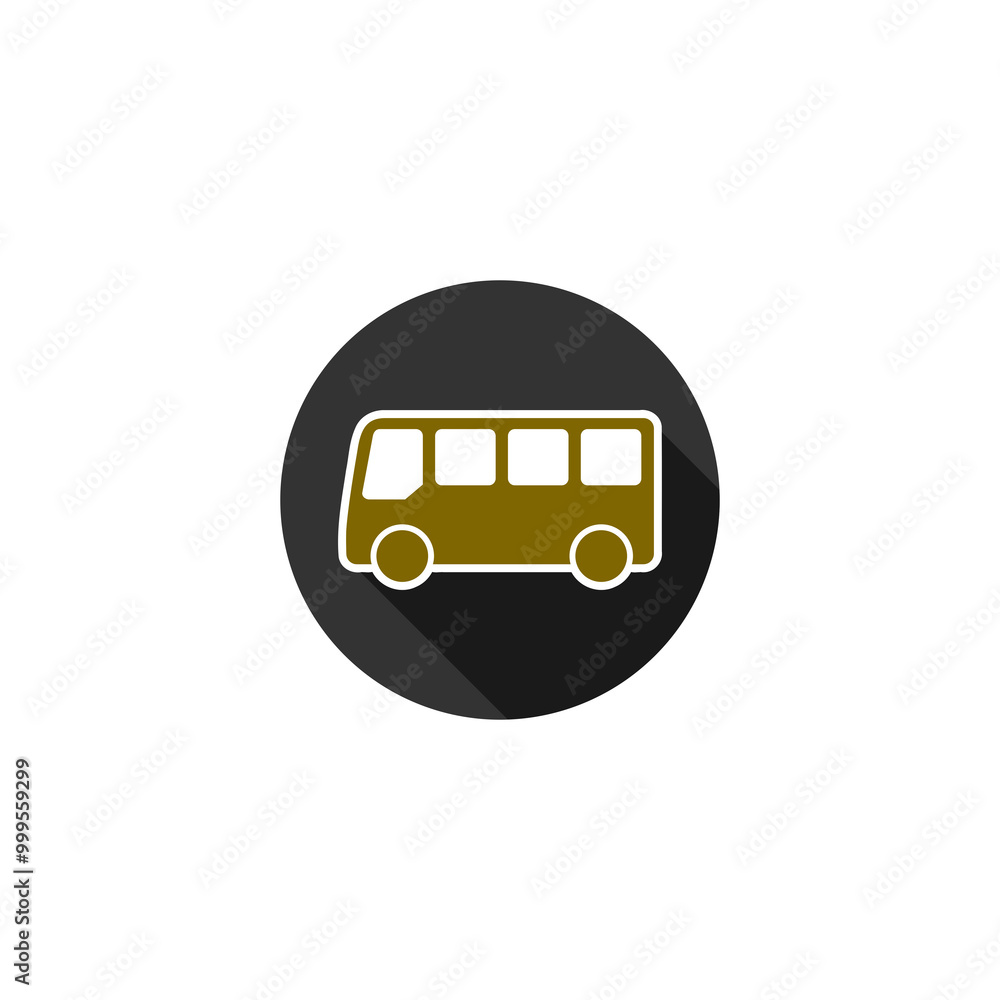 Bus with long shadow icon isolated on transparent background Bus with long shadow icon isolated on transparent background
