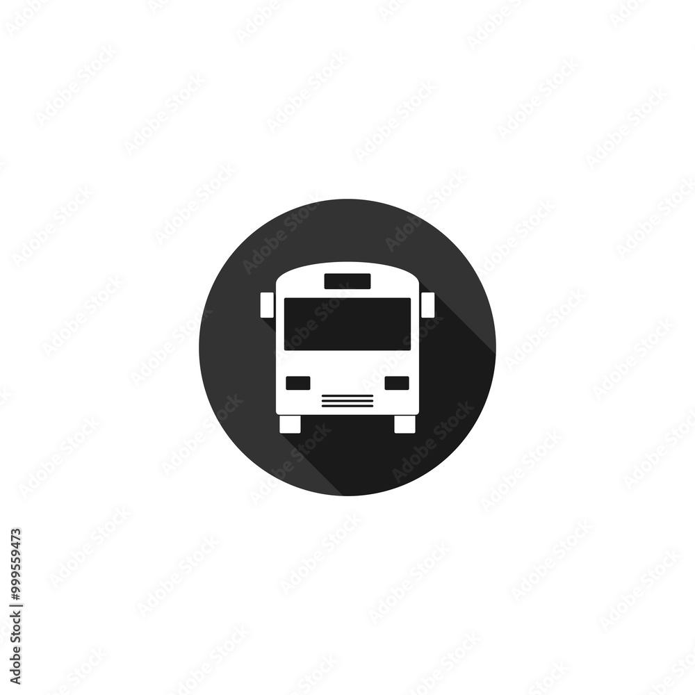 Bus with long shadow icon isolated on transparent background Bus with long shadow icon isolated on transparent background