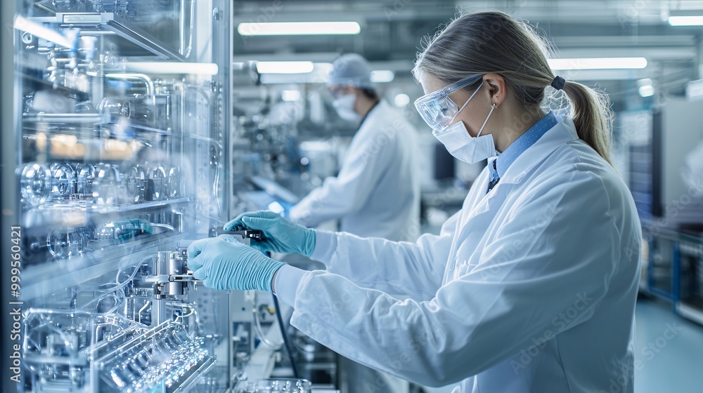 A team of engineers calibrating and testing equipment in a high-tech production facility, equipment testing, quality control in production A team of engineers calibrating and testing equipment in a high-tech production facility, equipment testing, quality control in production