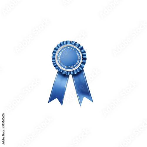 blue award ribbon ,isolated on white background , transparent png image photo