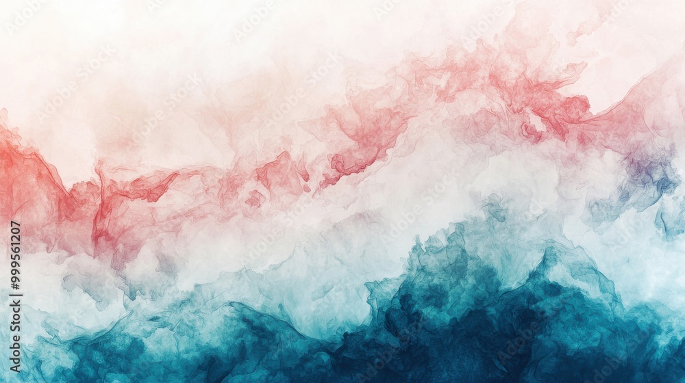 Obraz premium A soft, flowing watercolor texture in pastel tones, featuring transparent layers that blend together smoothly for a delicate, artistic effect.