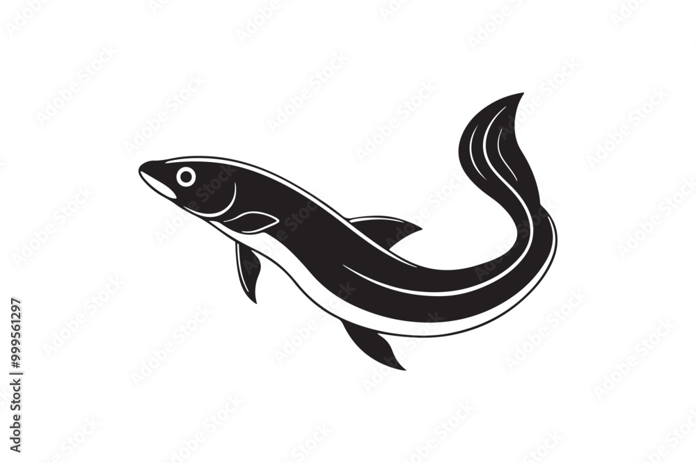 Eel fish silhouette vector illustration, Eel fish silhouette vector Eel fish silhouette vector illustration, Eel fish silhouette vector