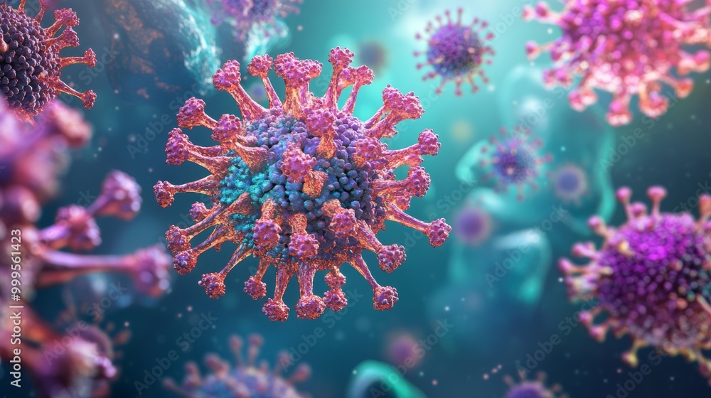 Fototapeta premium Phagocyte kills viruses Coronavirus atack the lungs cell Lymphocytes lymphocyte generates antibodies lymphocytes against viruses