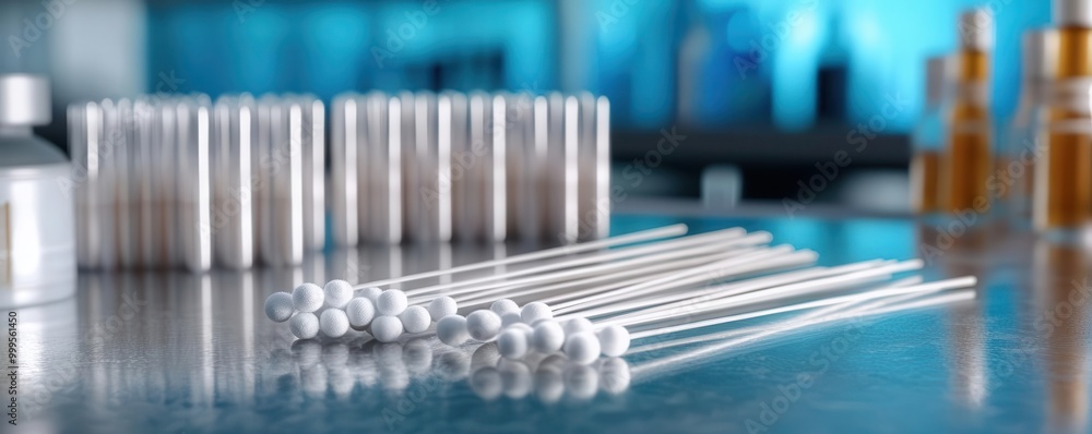 Cotton swab flat design front view sample testing animation vivid Cotton swab flat design front view sample testing animation vivid
