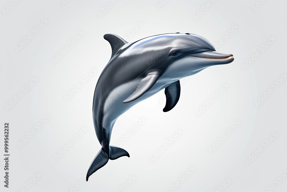 Obraz premium Dolphin on White Background Showcasing Intelligent Marine Wildlife in Action